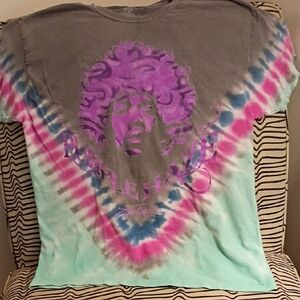 Tie-Dye Graphic Band T-Shirt with Purple Portrait Jimi Hendrix Size M